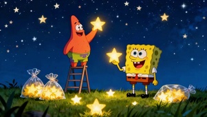 摘星星的海绵宝宝与派大星