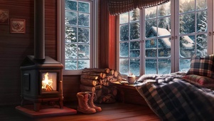 温暖雪天木屋
