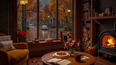 唯美秋天落叶雨