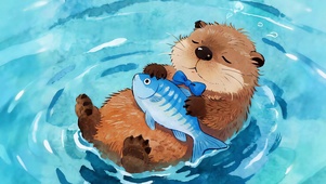 小水獭惬意午后