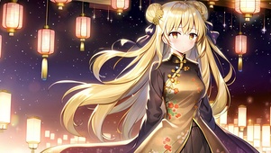 汉服灯火少女