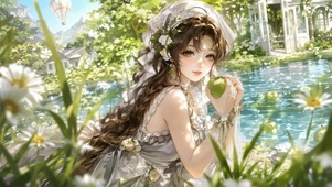 湖畔青苹果森系少女