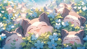 4K 花卉小猫