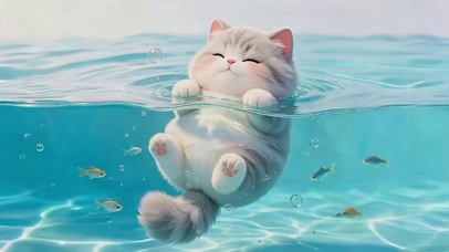 可爱水面猫咪