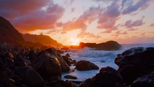 唯美夕阳海浪