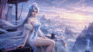 古风云海银发冰系女神