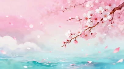 云间樱落水畔春柔