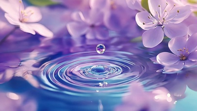 静谧花海紫色水滴