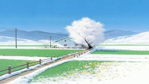 春雪栖白树