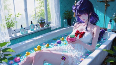 浴缸里的马卡龙少女