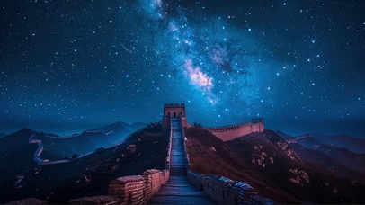 静谧星空下的长城