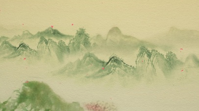 水墨系列-青山桃花-2