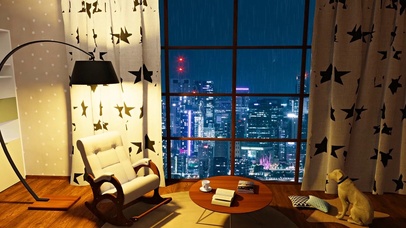 舒适雨天城市房间