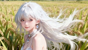 纯欲白发禁欲系稻田野外萝莉洒脱