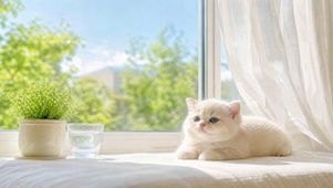 窗边小憩小猫