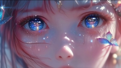 二次元插画少女梦幻般的眼睛