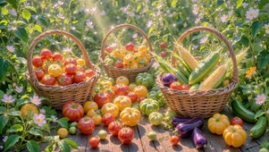 菜园里的蔬果丰收篮