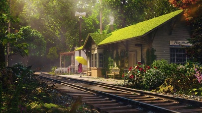 4K唯美治愈车站风光