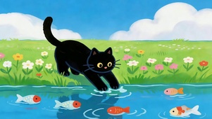 贪吃的小黑猫