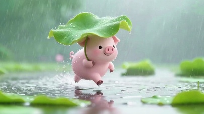 雨中奔跑的小可爱4K