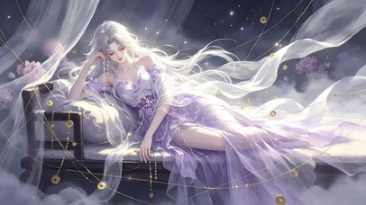 梦幻紫白发仙气少女