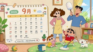 蜡笔小新一家九月清洁日历