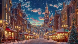 热闹圣诞节日城市街道