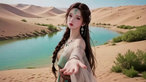 沙漠绿洲湖畔新疆美女2