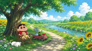 蜡笔小新夏日乡间治愈日常