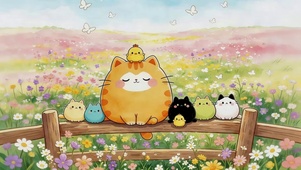 木栏上的猫咪