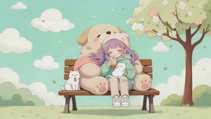 女孩和玩具狗