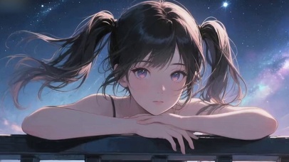 星空下的少女