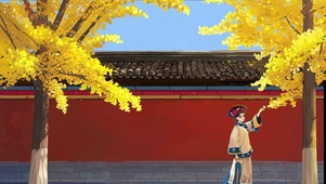 女孩与银杏叶