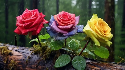 雨中盛开的花朵