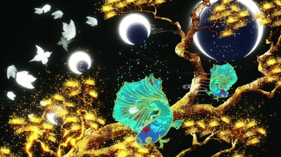 烫金中国风松针树