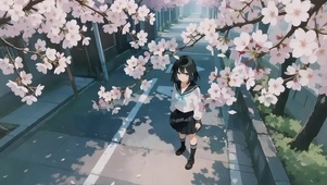樱花下的少女