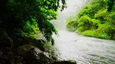 4K山川雨雾溪流