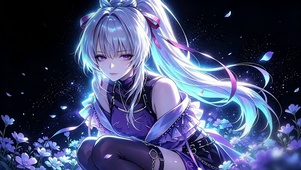 星空花海中的白发巫女