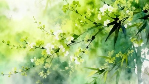 护眼树木小清新带鱼屏