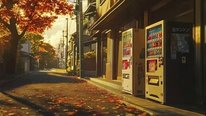 秋日光影绚烂日式街道