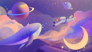 插画太空鲸鱼系列-01/3