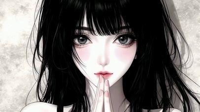 手绘黑白动漫萝莉