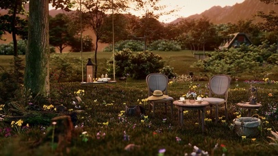 唯美治愈花园草地