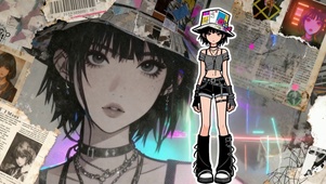 日系非主流风动漫插画女孩