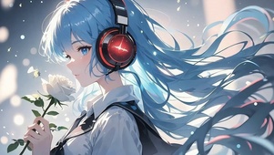 蓝发耳机少女・白玫之畔