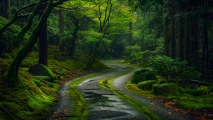 幽静雨天绿林小路