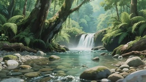 绿色护眼森林水潭