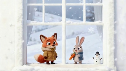 窗台狐狸和小兔