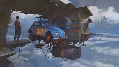 寂静的雨 天空城废车站