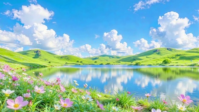 护眼湖镜花草栖岸